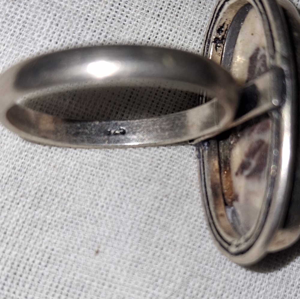 Jasper Mookaite Oval Gemstone 925 Signed Sterling Ring EUC - Picture 4 of 8